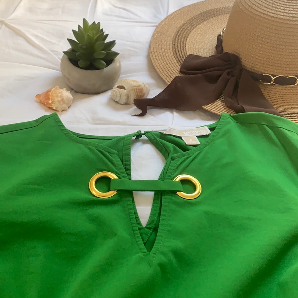 Michael Kors Green Top, tiered sleeves, Size S